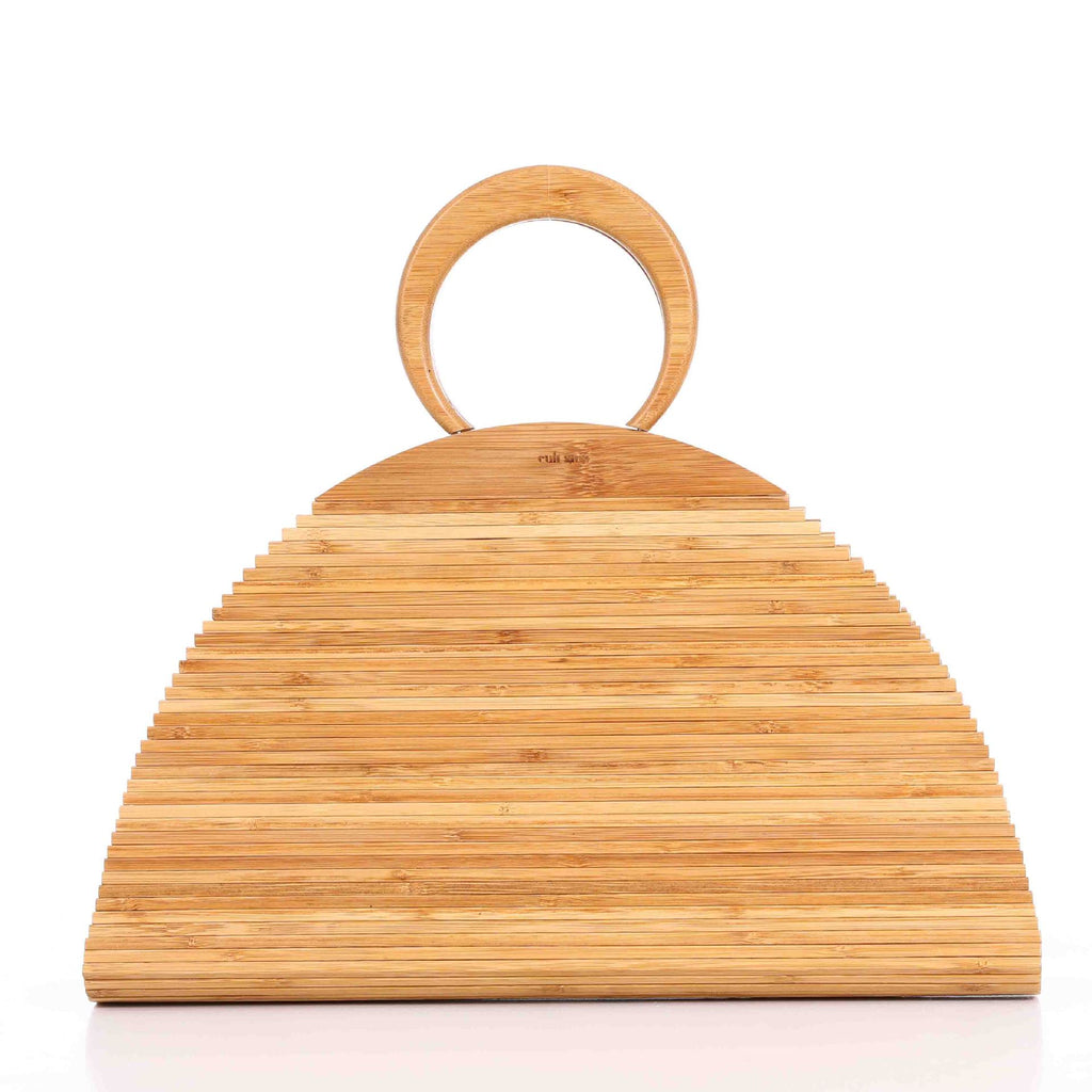 Sarah Express Hand-Woven Bamboo Shell Clutch Bag Wood