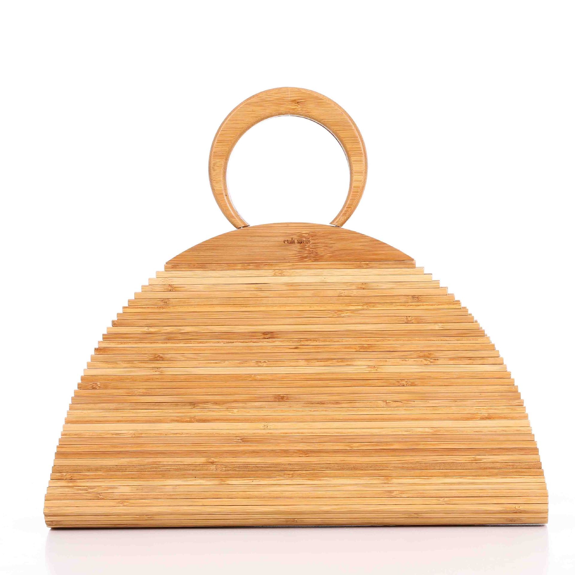 Sarah Express Hand-Woven Bamboo Shell Clutch Bag Wood
