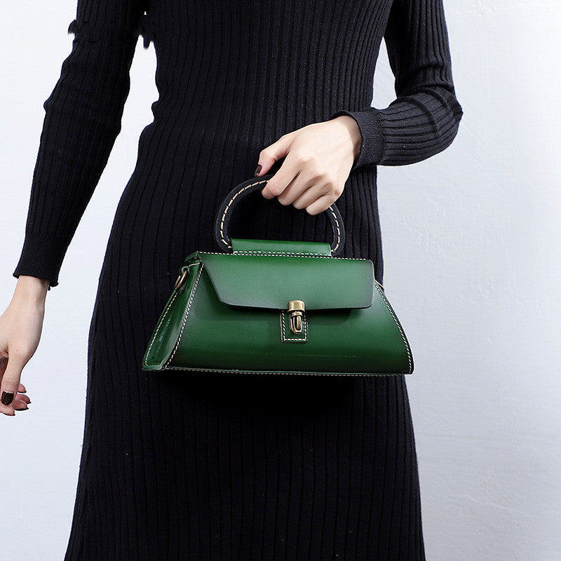 Sarah Express Structured Leather Handbag with Top Handle