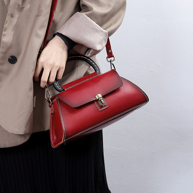 Sarah Express Structured Leather Handbag with Top Handle