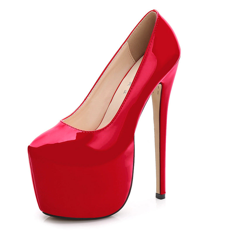Sarah Express Super High Platform Round Toe Heels Red