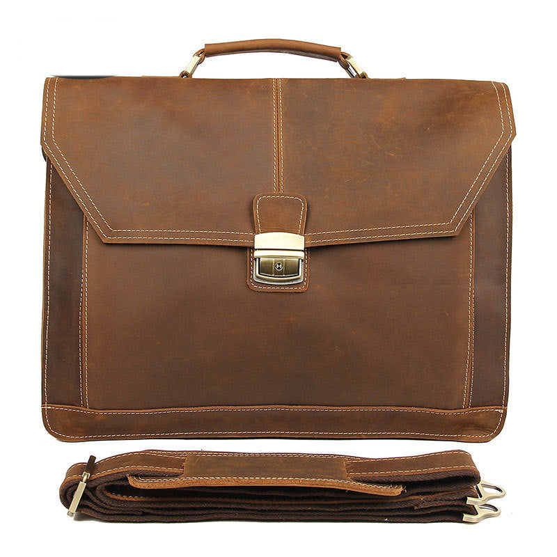 Sarah Express Crazy Horse Leather Professional Work Briefcase