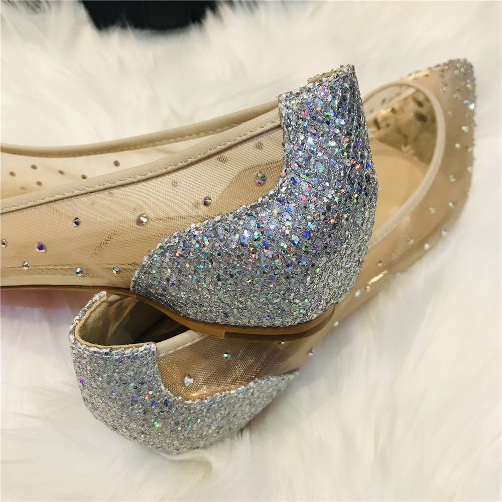Sarah Express Rhinestone Mesh Pointed Toe High Heels