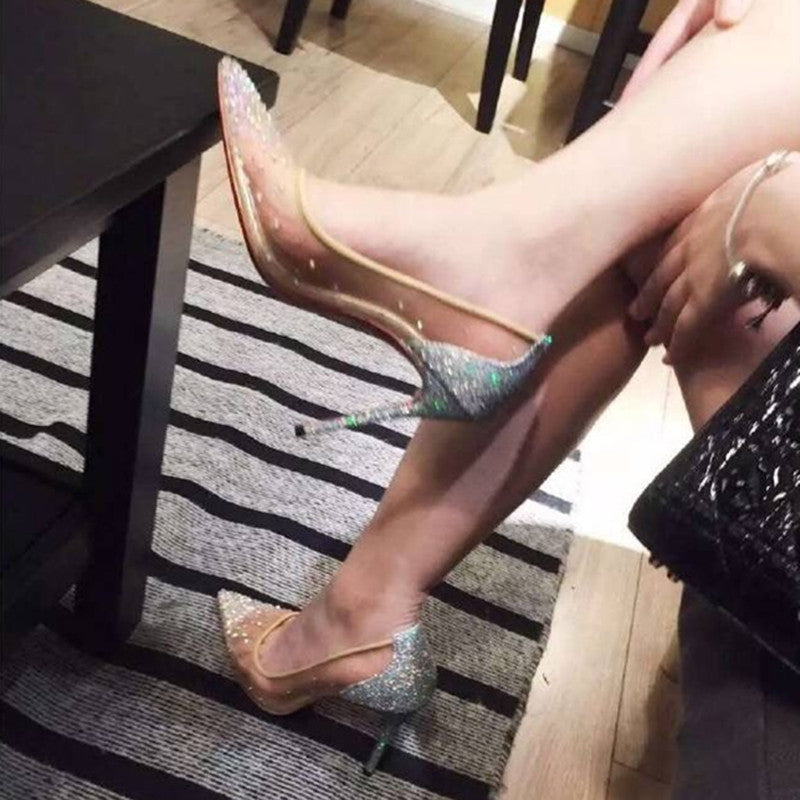 Sarah Express Rhinestone Mesh Pointed Toe High Heels