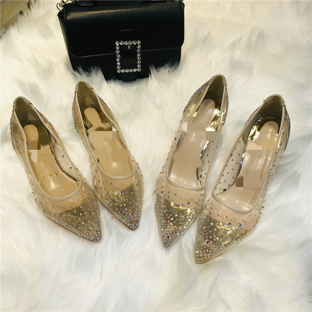 Sarah Express Rhinestone Mesh Pointed Toe High Heels