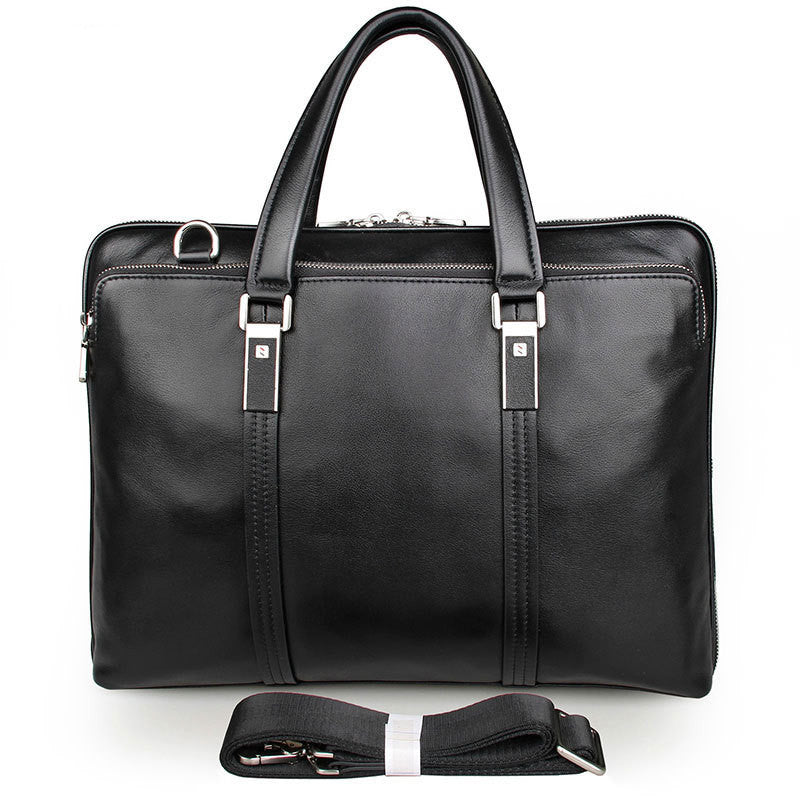 Sarah Express Leather Business Briefcase Handbag Black
