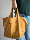 Sarah Express Vintage Large Capacity Soft Tote Bag Yellow