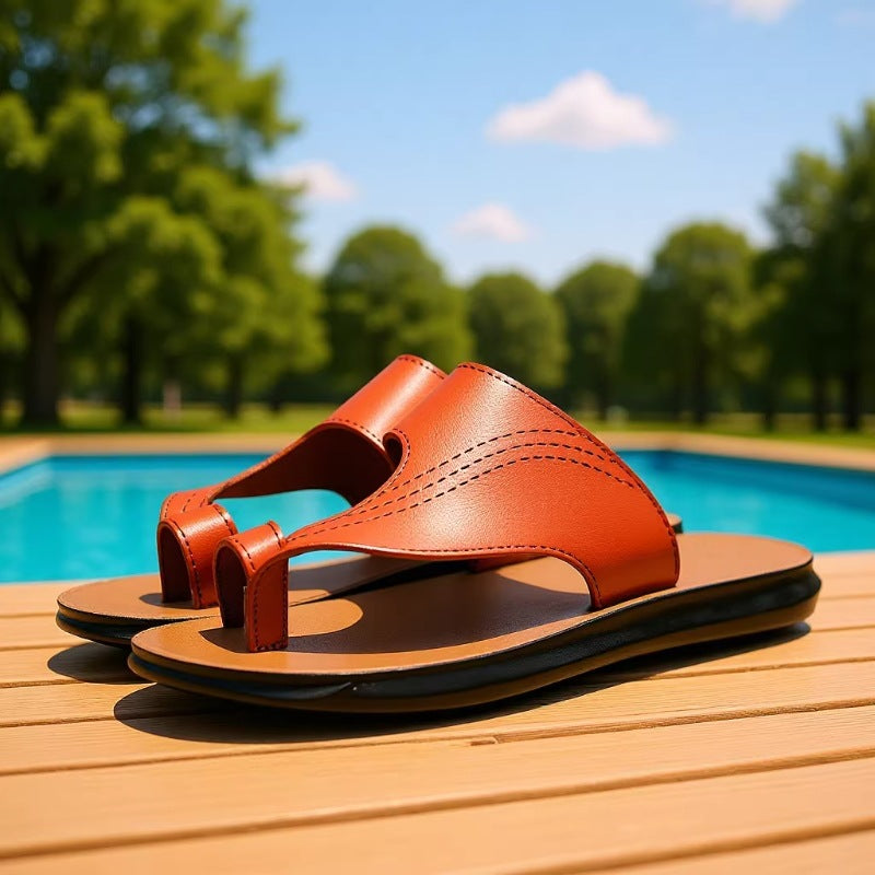 Sarah Express Men's Casual Microfiber Toe Post Sandals