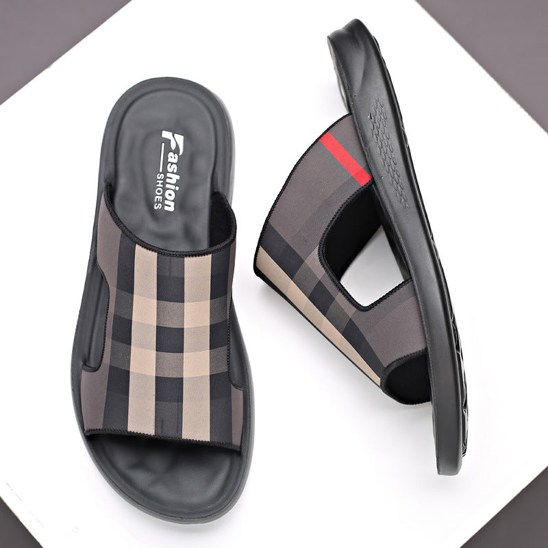 Sarah Express Men's Plaid Casual Open Toe Slippers
