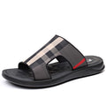 Sarah Express Men's Plaid Casual Open Toe Slippers Black