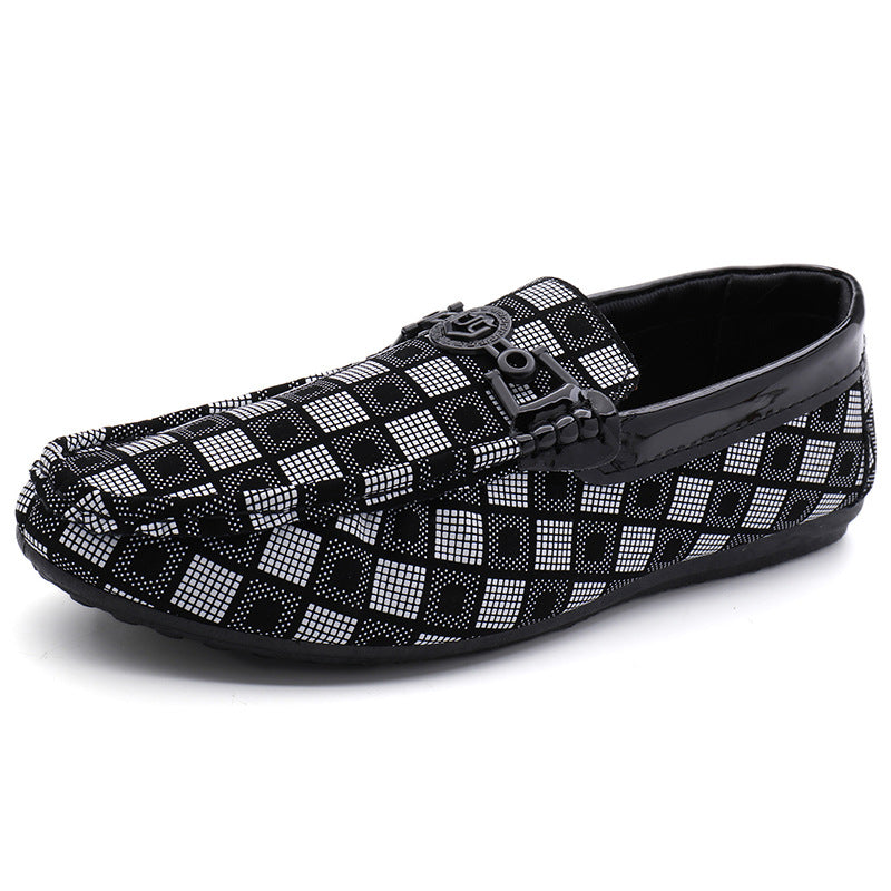 Sarah Express Men's Lattice Pattern Slip-On Driving Flats White
