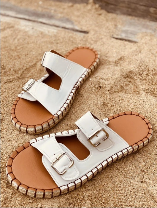 Sarah Express Double Buckle Round Toe Casual Sandals