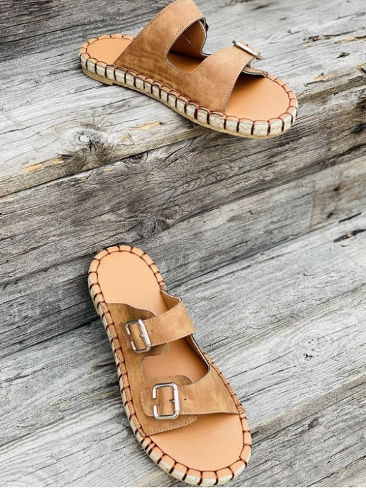 Sarah Express Double Buckle Round Toe Casual Sandals