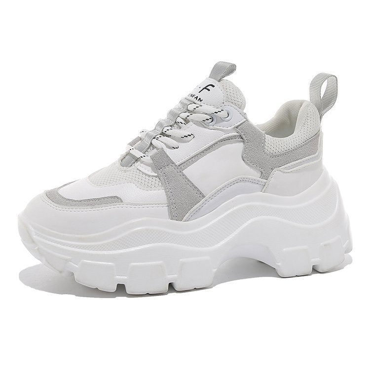Sarah Express Chunky Platform Striped Muffin Sneakers White