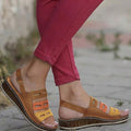 Sarah Express Casual Women's Multi-Strap Slope Heel Sandals Brown A