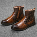 Sarah Express Men's Brown Crocodile Pattern Winter Boots Brown