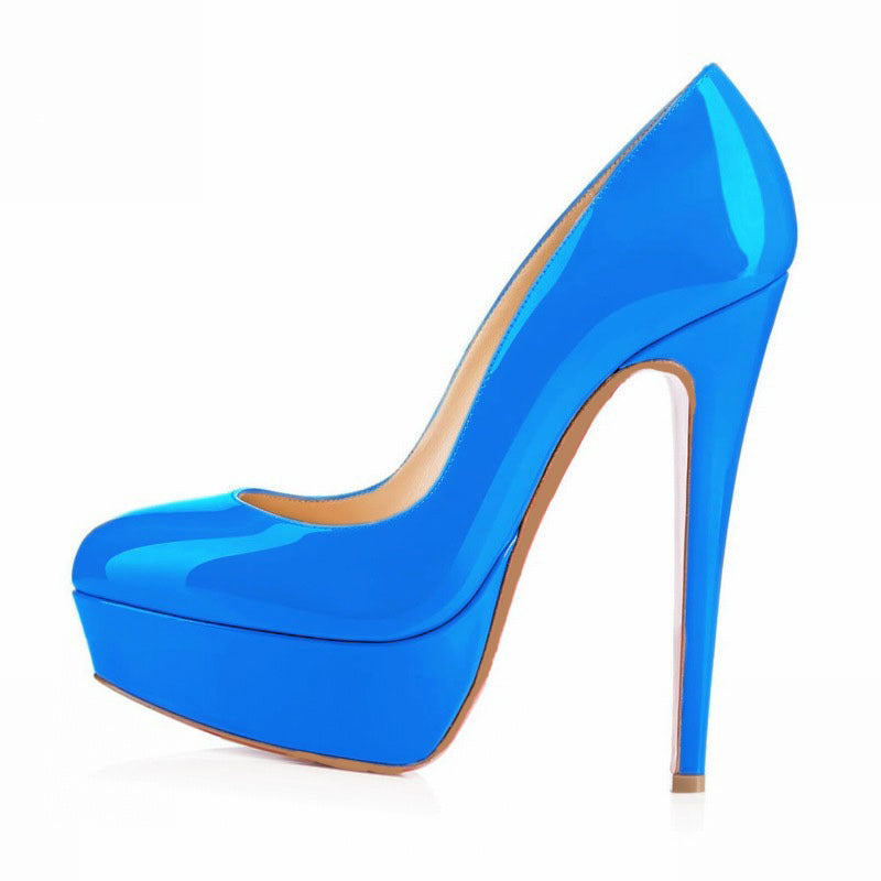 Sarah Express Women's Microfiber Platform Cutout Heels Navy Blue