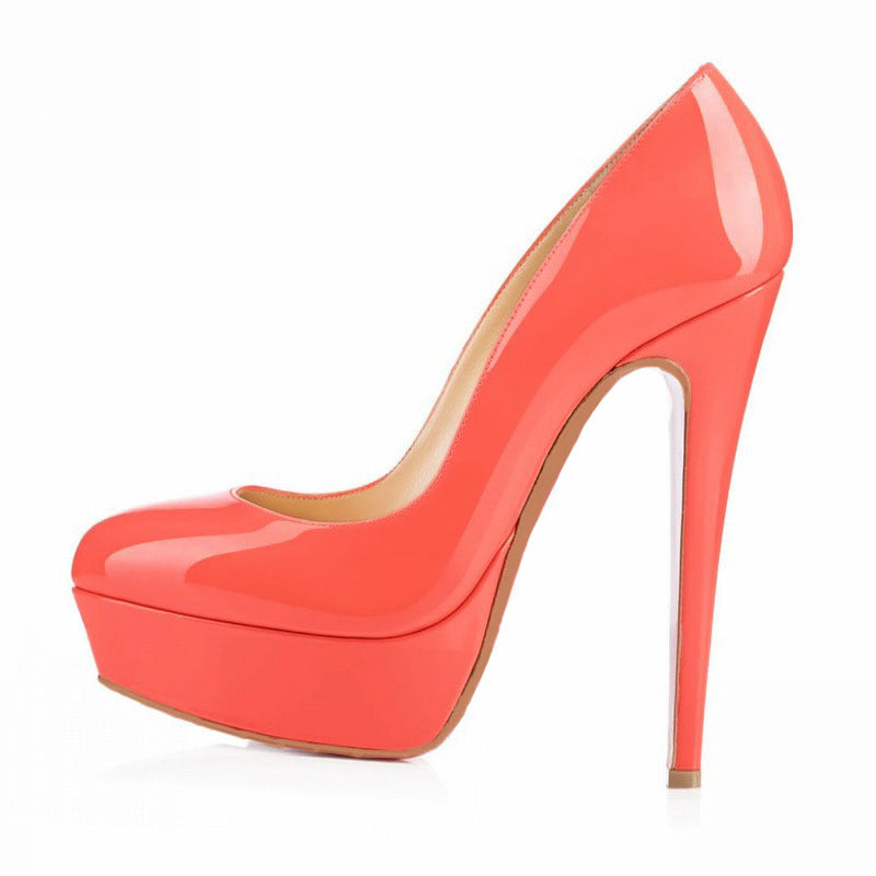 Sarah Express Women's Microfiber Platform Cutout Heels Orange