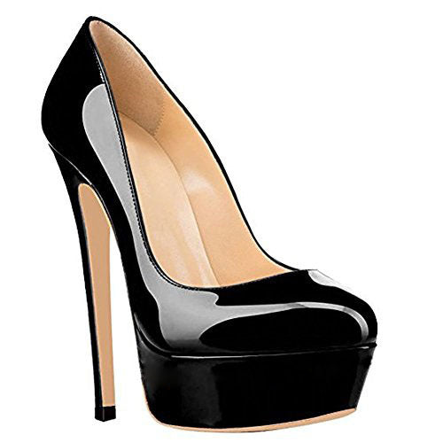 Sarah Express Women's Microfiber Platform Cutout Heels Black