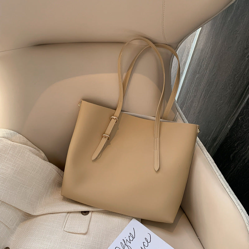 Sarah Express Minimalist Structured Bucket Tote Bag Khaki
