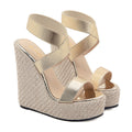 Sarah Express Platform Wedge Sandals with Crisscross Straps Orange