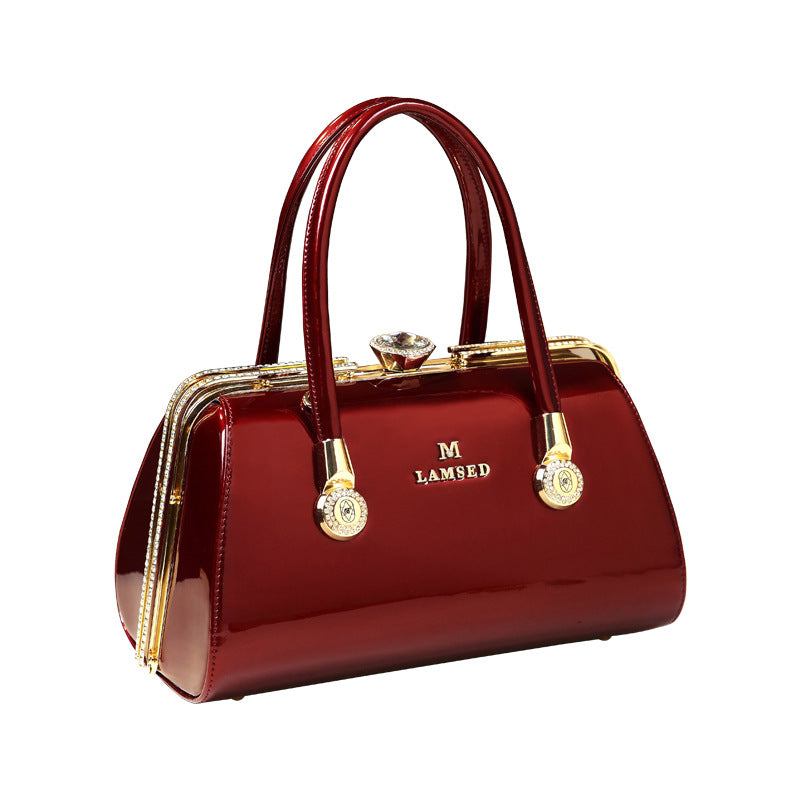 Sarah Express Structured Patent Leather Pillow Handbag