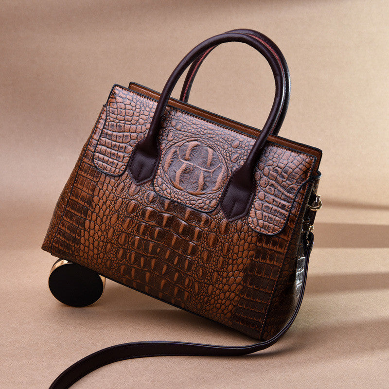 Sarah Express Crocodile Pattern Retro Messenger Tote Bag