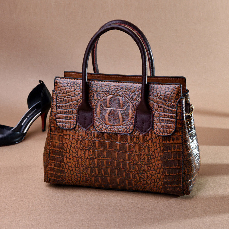 Sarah Express Crocodile Pattern Retro Messenger Tote Bag