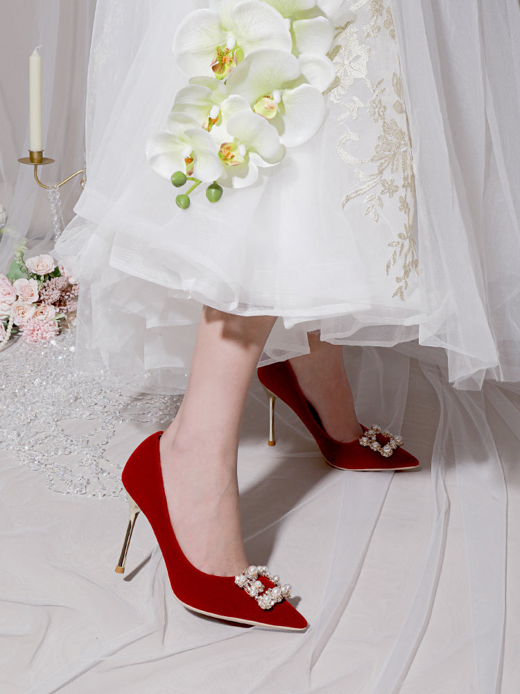 Sarah Express Pearl Rhinestone Stiletto Wedding Heels