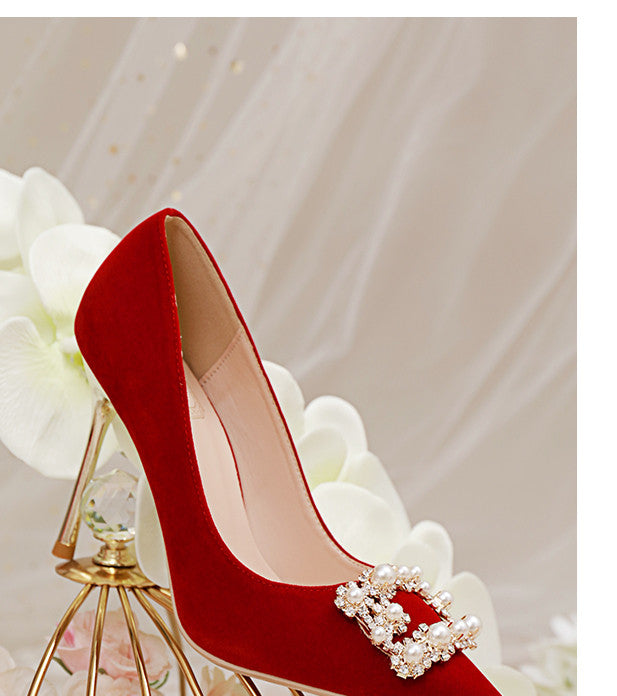 Sarah Express Pearl Rhinestone Stiletto Wedding Heels