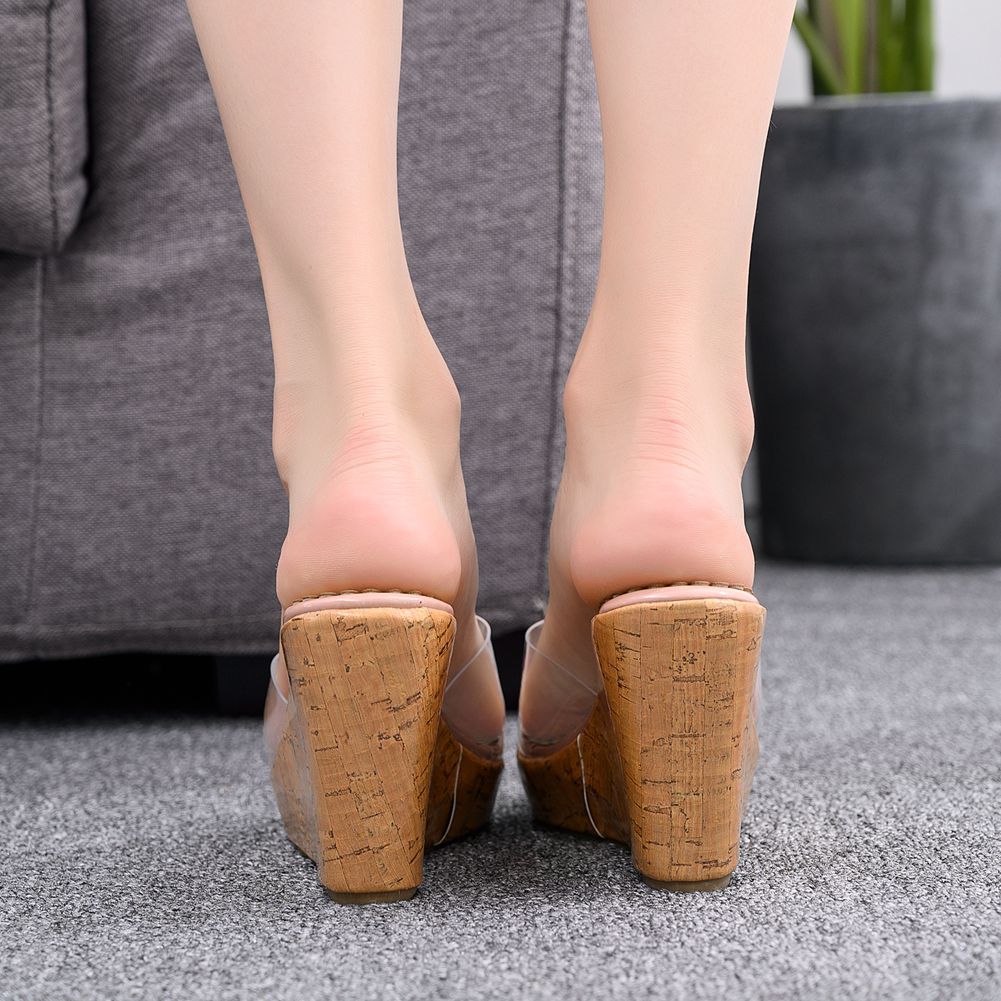Sarah Express Transparent Nude Wedge Sandals