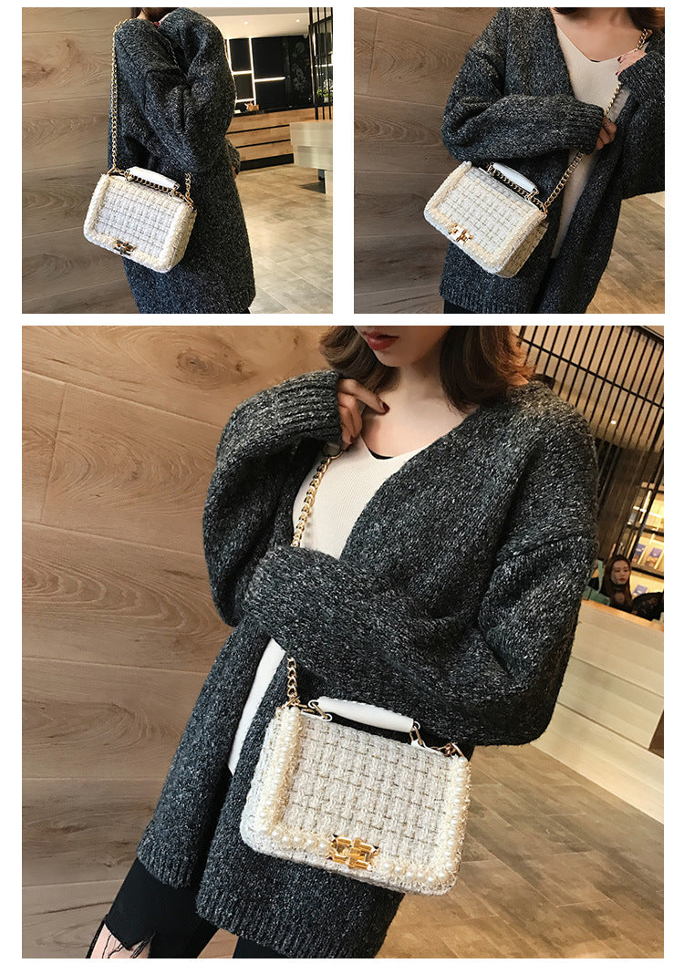 Sarah Express Plaid Woolen Small Square Messenger Bag
