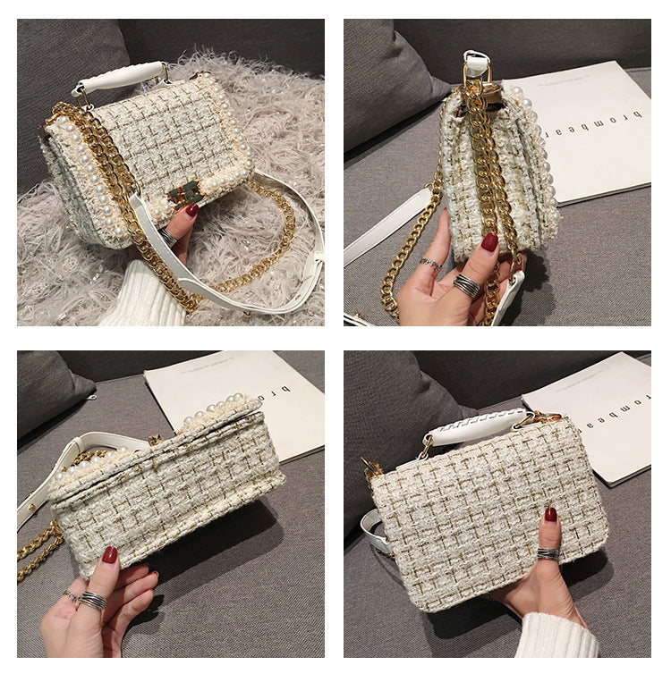 Sarah Express Plaid Woolen Small Square Messenger Bag