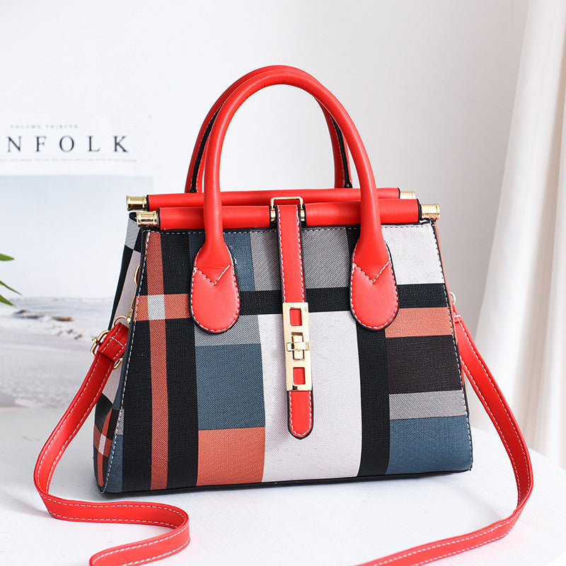 Sarah Express Structured Plaid Pattern Top Handle Handbag