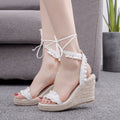 Sarah Express Women's Strappy Ruffle Wedge Platform Sandals