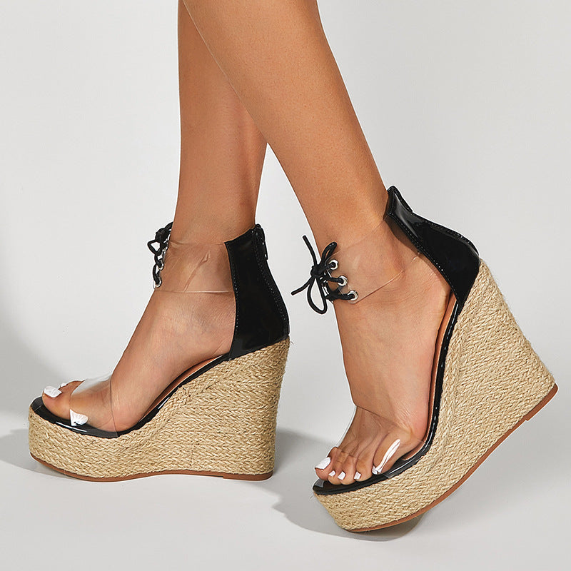 Sarah Express Hemp Rope Platform Wedge Sandals