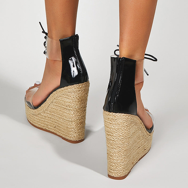 Sarah Express Hemp Rope Platform Wedge Sandals