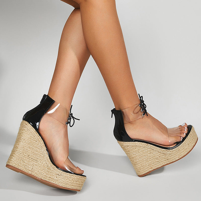 Sarah Express Hemp Rope Platform Wedge Sandals