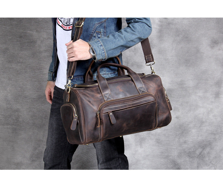 Sarah Express Retro Leather Travel Duffel Bag