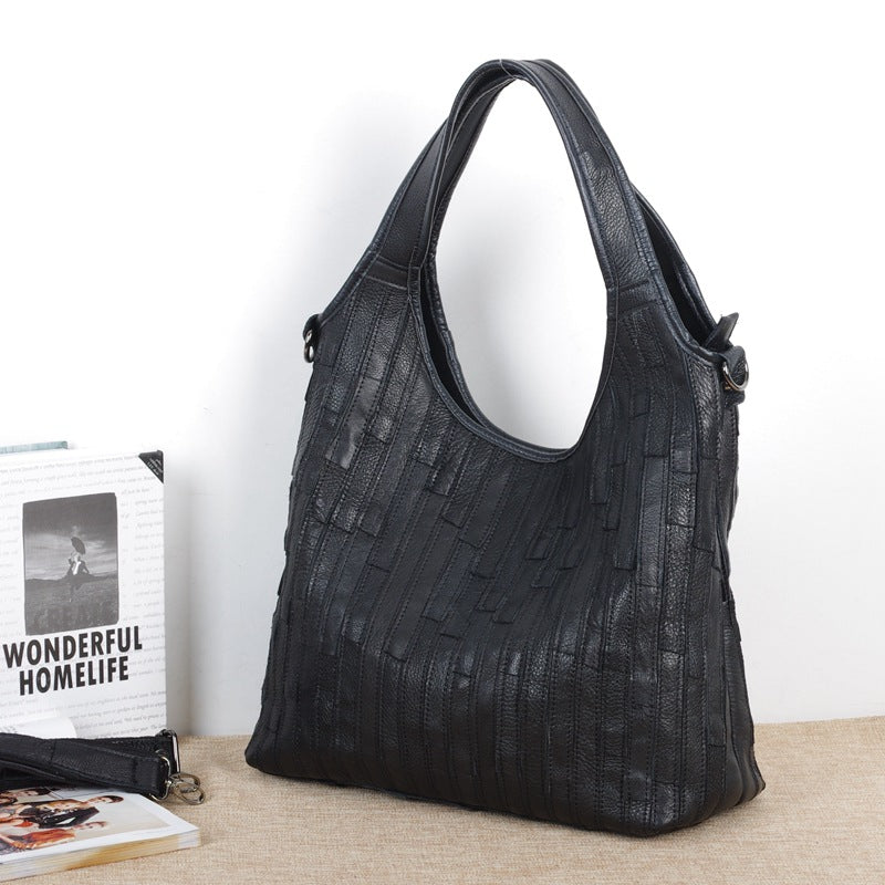 Sarah Express Striped Retro Shoulder Messenger Bag Black
