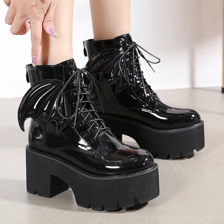 Sarah Express Winged Platform Lace Up Ankle Boots