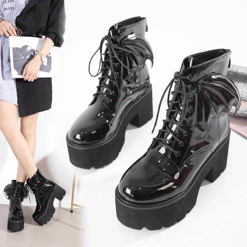 Sarah Express Winged Platform Lace Up Ankle Boots