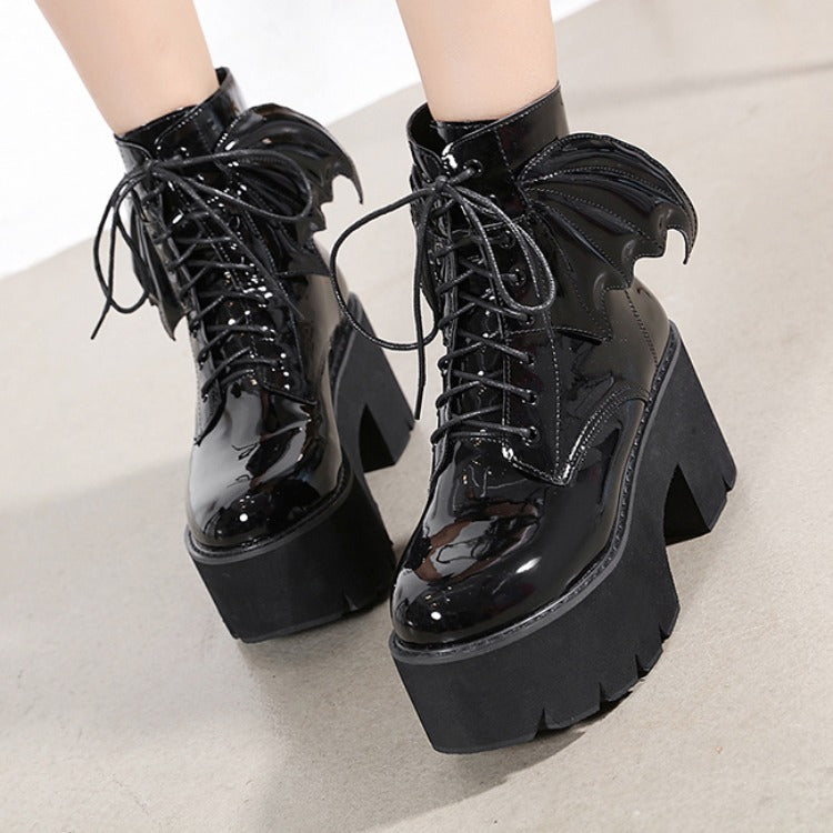 Sarah Express Winged Platform Lace Up Ankle Boots