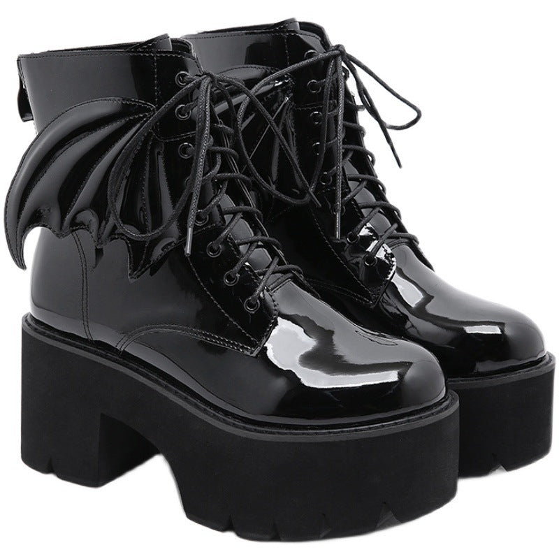 Sarah Express Winged Platform Lace Up Ankle Boots