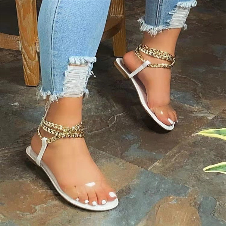 Sarah Express Women's Chain Detail Open Toe Sandals