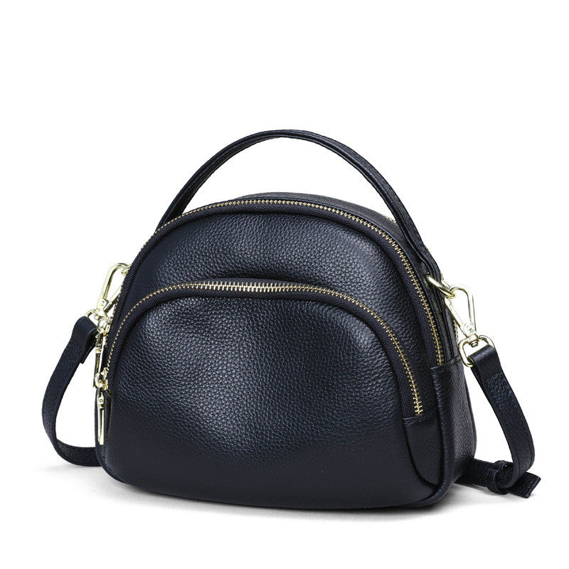 Sarah Express Compact Leather Shell Messenger Bag Black