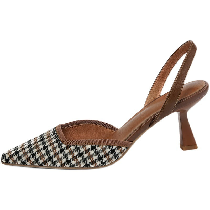 Sarah Express Vintage Houndstooth Slingback Stiletto Sandals