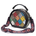 Sarah Express Retro Geometric Patchwork Mini Round Handbag Color