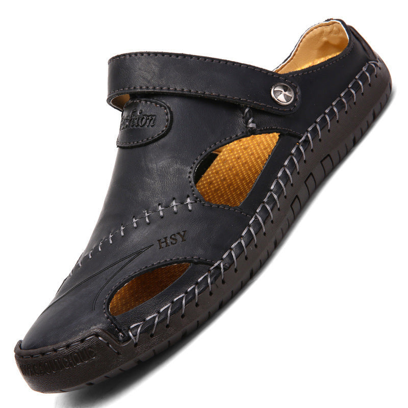 Sarah Express Men's Casual Closed-Toe Outdoor Sandals Black