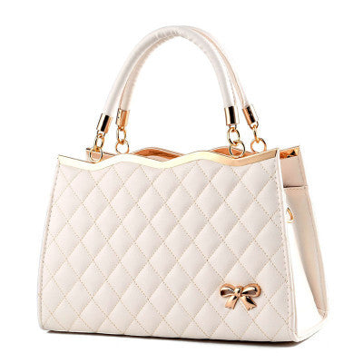 Sarah Express Quilted Small Square Handbag with Bow White